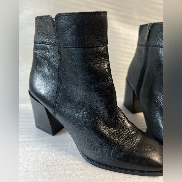 Franco Sarto Womens Black Ankle Booties Leather Block Heel 10M Business Casual - Picture 9 of 14